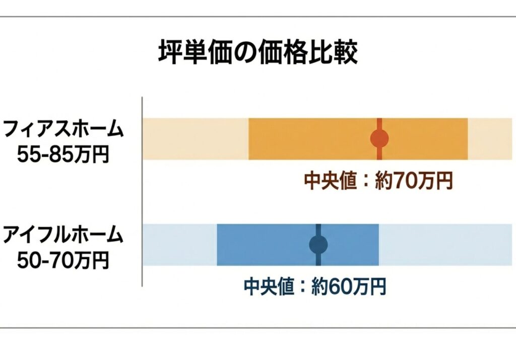フィアスホームとアイフルホームの坪単価の違いを比較
