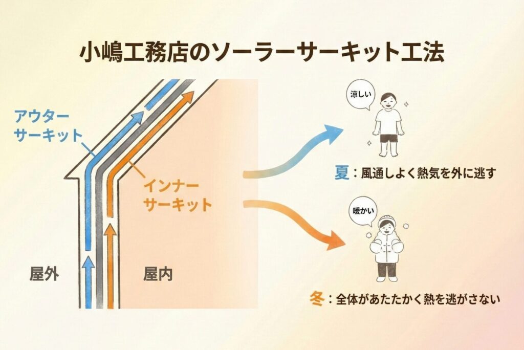 2：外断熱＋二重通気による通気対策